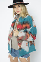 Blue B Soft Comfy Lightweight Aztec Pattern Jacket Blue B