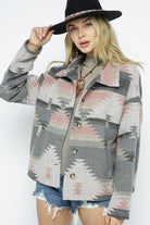 Blue B Soft Comfy Lightweight Aztec Pattern Jacket GREY PINK MIX Blue B