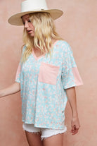 BiBi Mint Multi Color Leopard Printed French Terry Top