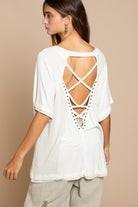 POL Studded Strappy Back Waffle Mixed Knit Top POL