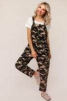 Haptics Comfy Camouflage Print Overalls Jumpsuits