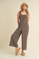 Aemi + Co Floral Sweetheart Neck Wide Leg Jumpsuit in Chocolate Chocolate