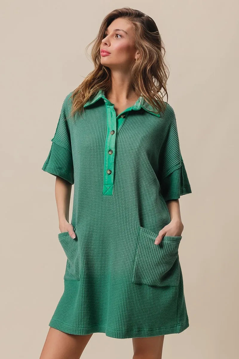 BiBi Jade Dip Dye Mineral Washed Texted Knitted Dress