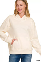 Zenana Cream Fleece Kangaroo Pocket Hoodie CREAM