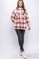 Love Tree Plaid Button Up Jacket with Sherpa Lining Love Tree