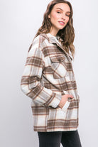 Love Tree Plaid Button Up Jacket with Sherpa Lining Love Tree