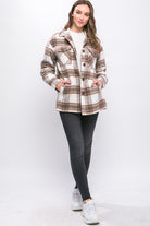 Love Tree Plaid Button Up Jacket with Sherpa Lining Love Tree