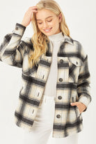 Love Tree Plaid Button Up Jacket with Sherpa Lining Love Tree