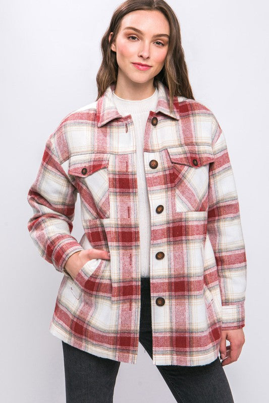 Apparis Ruby Plaid selling Flannel Teddy Jacket