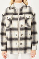 Love Tree Plaid Button Up Jacket with Sherpa Lining Love Tree