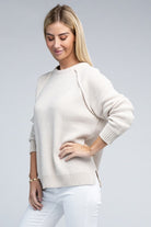 Zenana Raglan Chenille Long Sleeve Sweater ZENANA