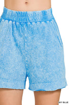 Zenana Sky Blue Halo Snow Washed Boxy Top & Shorts Set