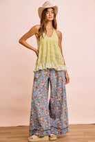 BiBi Floral Printed Drawstring Wide Pants