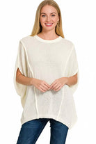 Zenana Ivory Drop Shoulder Short Sleeve Knit Top