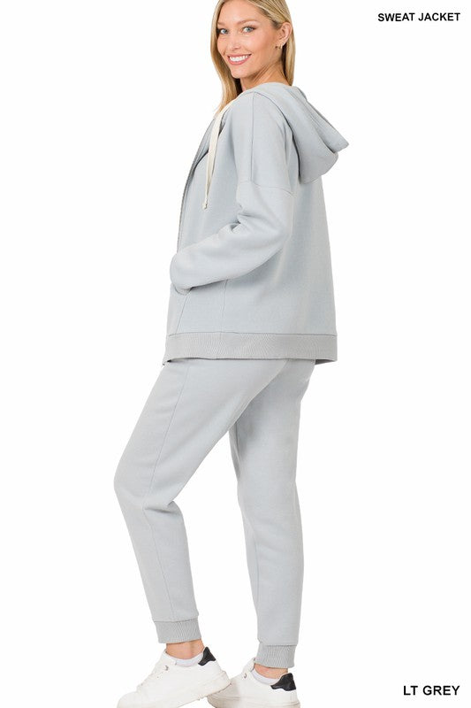 Zipper Hoodie Sweat Jacket & Sweat Pants Set ZENANA