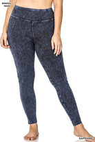 Zenana Plus Size Mineral Wash Yoga Leggings SAPPHIRE 1X ZENANA