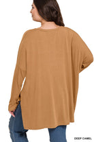 Zenana Plus Dolman Long Sleeve Round Neck Top ZENANA