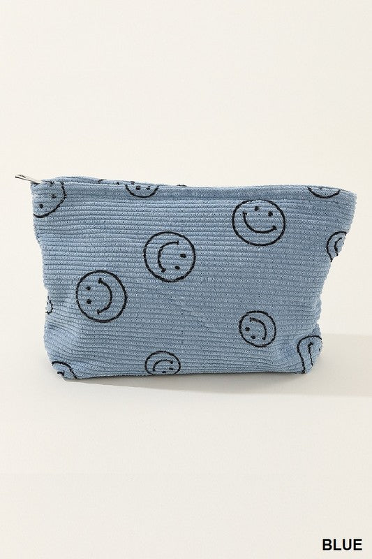 Zenana - 6 Colors- Corduroy Smile Clutch Bag Dusty Blue One Size