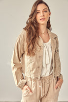 Mustard Seed Color Denim Jacket in Washed Taupe or Iris WASHED TAUPE Mustard Seed