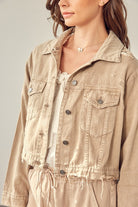 Mustard Seed Color Denim Jacket in Washed Taupe or Iris Mustard Seed