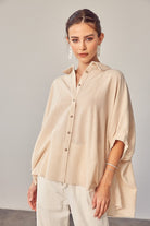 Mustard Seed Striped Button Up Shirt TAUPE Mustard Seed