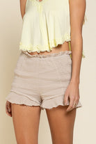 POL Smoked Ruffle Shorts NATURAL POL