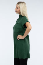 Zenana Mock Neck Short Sleeve Sweater Dress with Pocket in 6 Colors! ZENANA