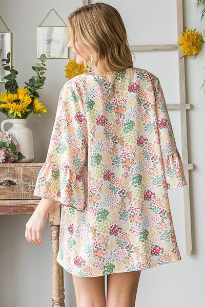 Heimish Ivory Multi Color Floral Open Cardigan