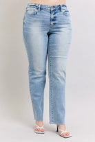 Judy Blue Mid Rise Light Wash Dad Jeans