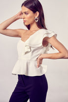 Do + Be Collection One Shoulder Ruffle Peplum Top Do + Be Collection