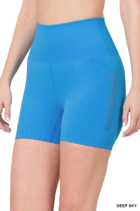 Zenana Seamless High Waisted Shorts DEEP SKY ZENANA