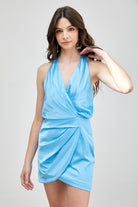 Do + Be Collection V-Neck Wrap Dress AQUA BLUE Do + Be Collection
