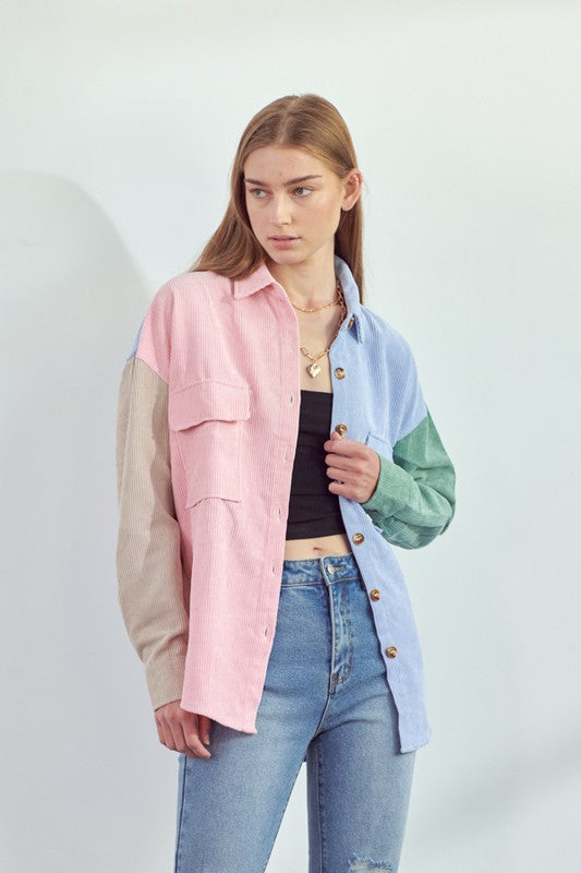 COLOR BLOCK SHIRTS PINK/BLUE Jade By Jane