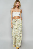 POL Vanilla Floral Lace Drawstring Cargo Pants
