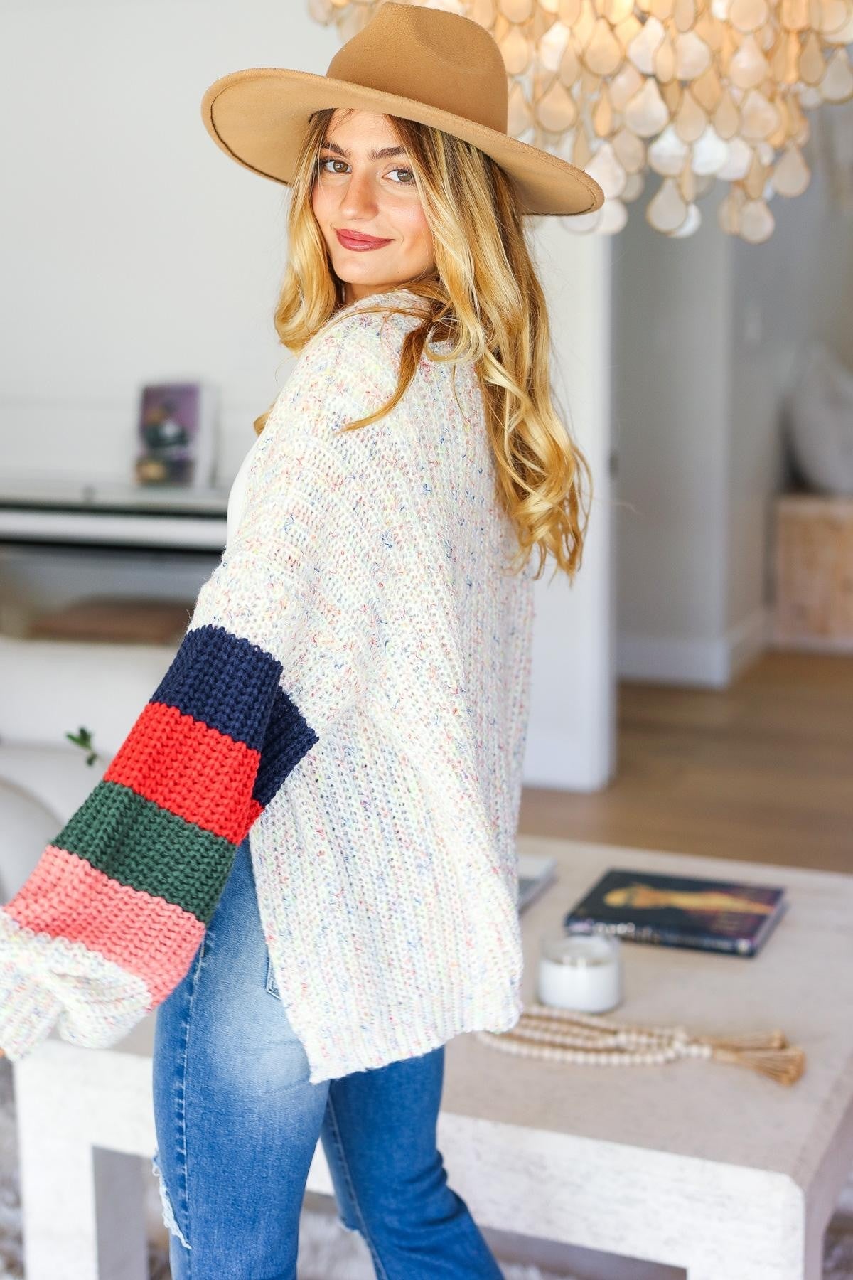 Haptics Multi Color Oversized Sweater Open Cardigan Ave Shops