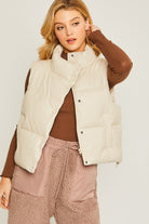 Love Tree PU Padded Vest CREAM