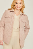 Love Tree Woven Solid Bust Pocket Shacket PINK POWDER