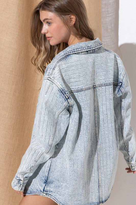 Blue B Sparkle Stone Stripe Denim Jacket Blue B