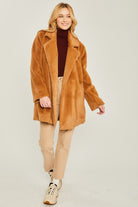 Love Tree Woven Solid Teddy Collar Coat Love Tree