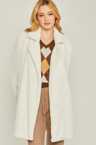 Love Tree Woven Solid Teddy Collar Coat IVORY Love Tree