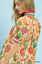 Umgee Green Mix Jacquard Abstract Print Mini Dress