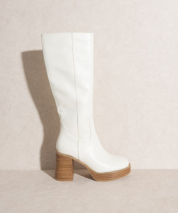 Oasis Society Juniper - Platform Knee-High Boots WHITE KKE Originals
