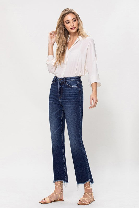 High Rise Distressed Hem Kick Flare Jeans VERVET by Flying Monkey