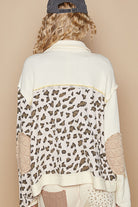 POL Leopard Exposed Seam Button Down Quilted Jacket Trendsi