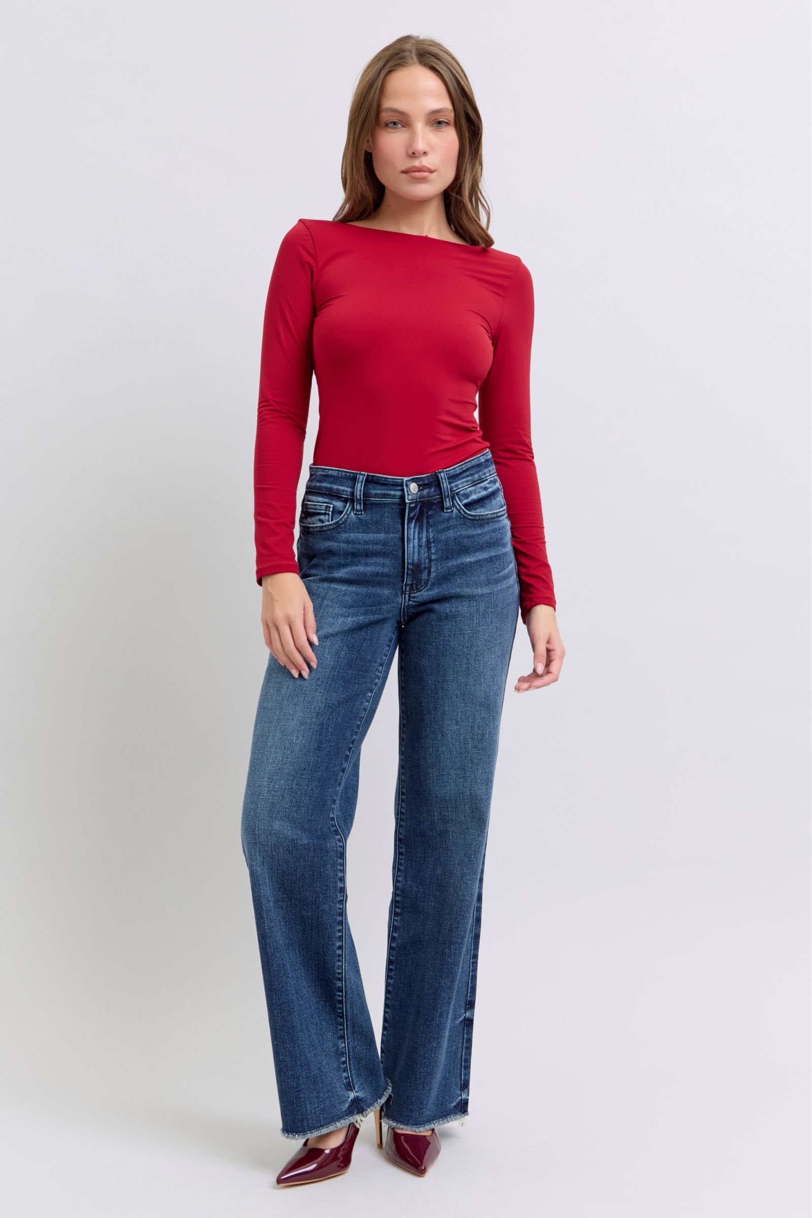 Judy Blue Raw Hem Mid Rise Jeans w/ Tint Jeans