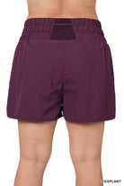 Plus Windbreaker Smocked Waistband Running Shorts ZENANA