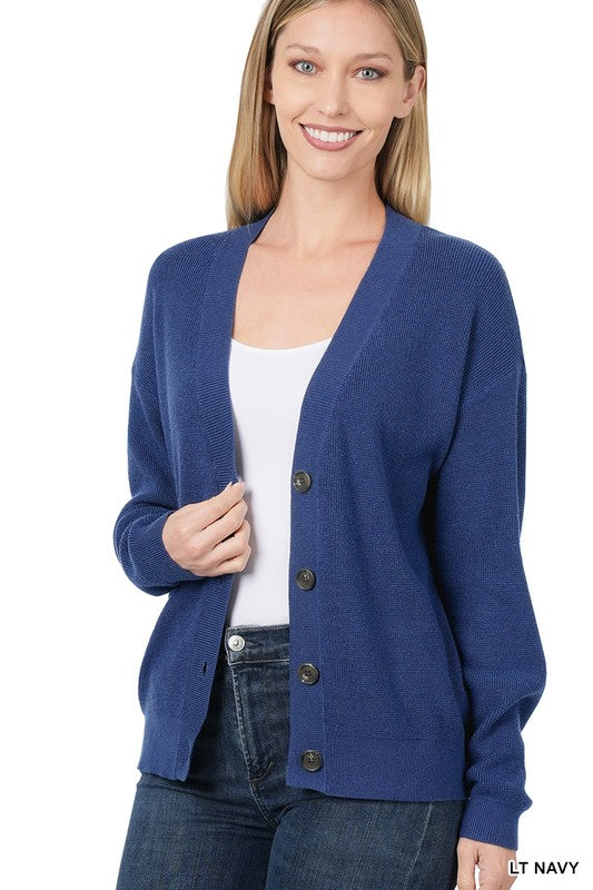 VISCOSE SWEATER CARDIGAN LT NAVY