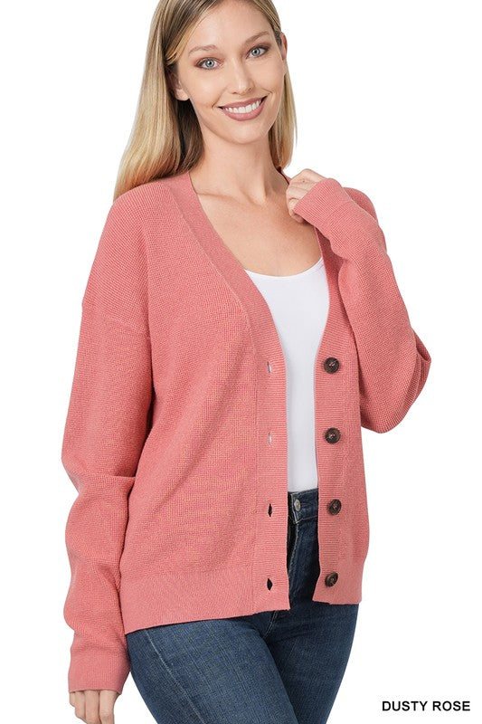 VISCOSE SWEATER CARDIGAN DUSTY ROSE