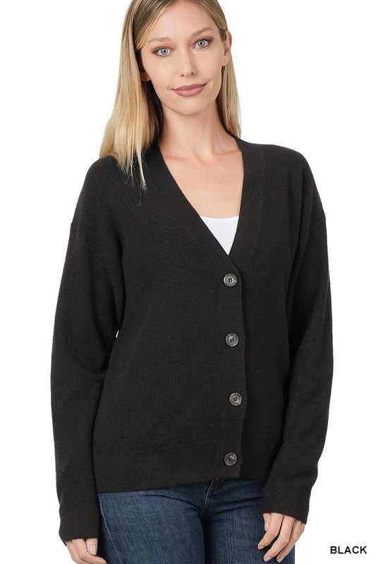 VISCOSE SWEATER CARDIGAN BLACK