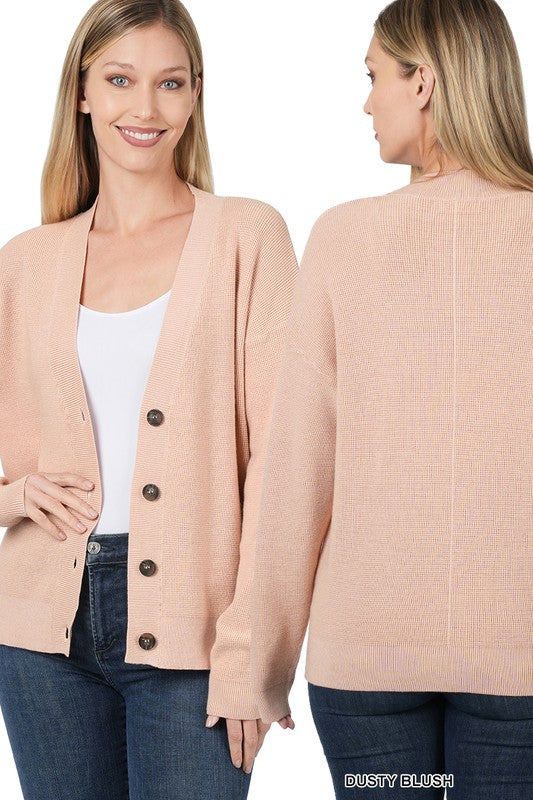 VISCOSE SWEATER CARDIGAN DUSTY BLUSH XL